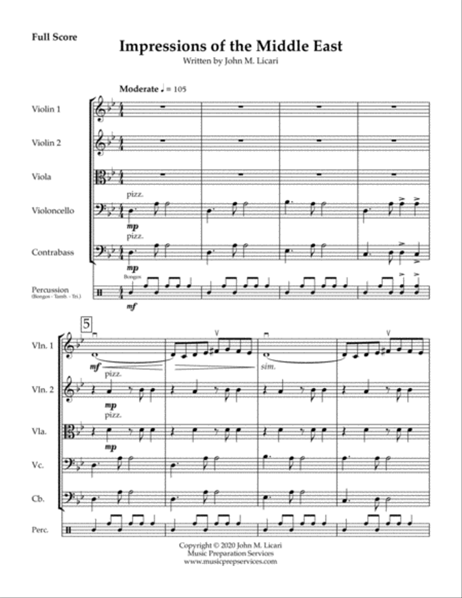 Impressions of the Middle East - John M. Licari (String Orchestra with Percussion) String Orchestra scores gallery preview page 2