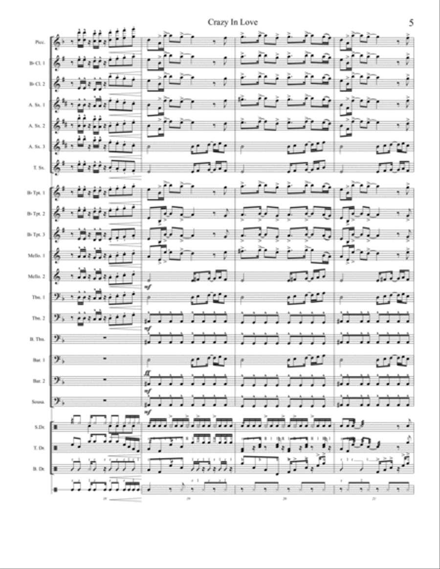 Crazy In Love Marching Band scores gallery preview page 5