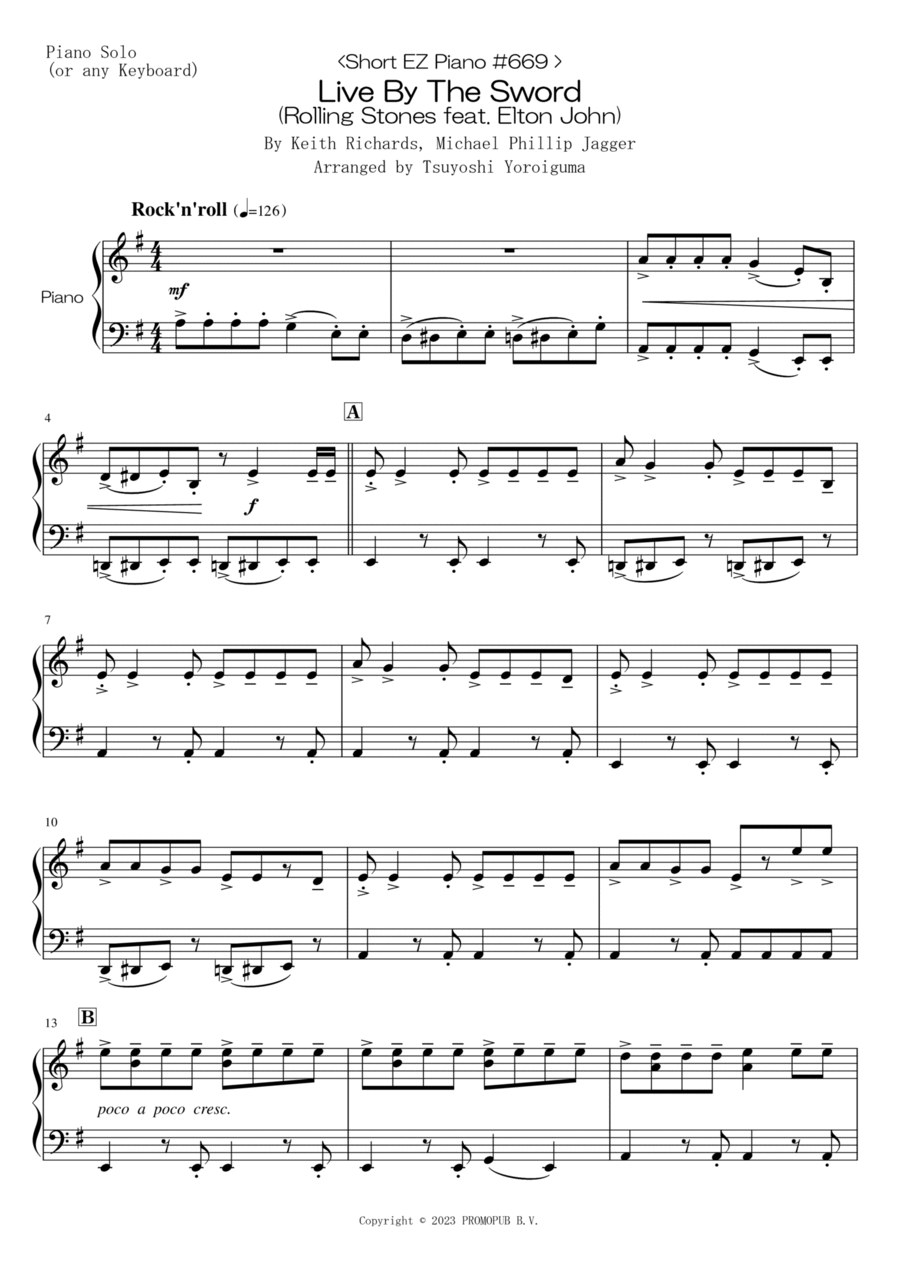 Live By The Sword Easy Piano scores gallery preview page 1