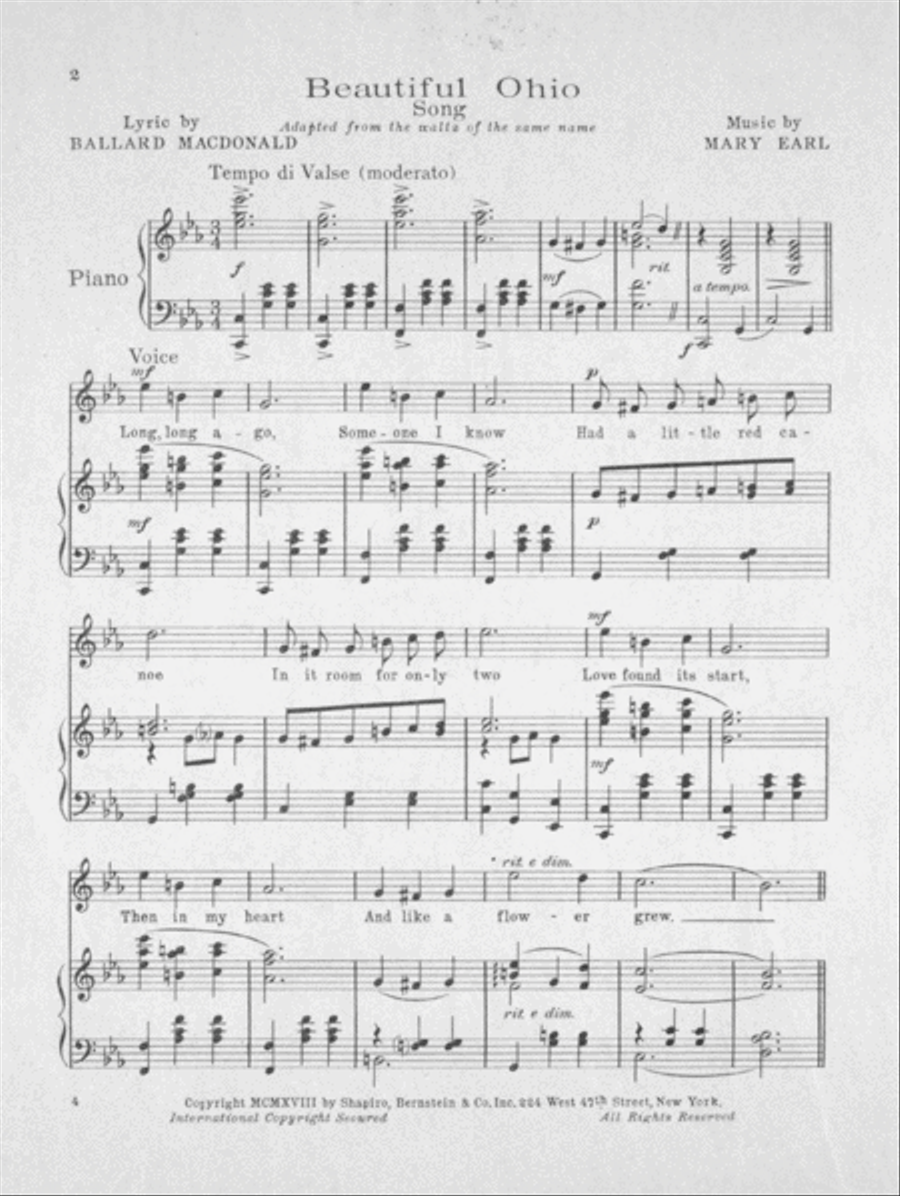 Beautiful Ohio. Song Voice scores gallery preview page 2