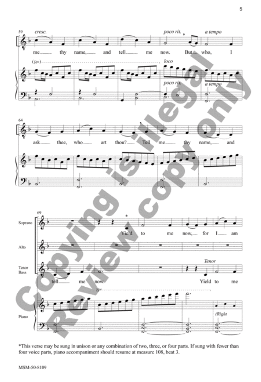 Come, O Thou Traveler Unknown 4-Part scores gallery preview page 5
