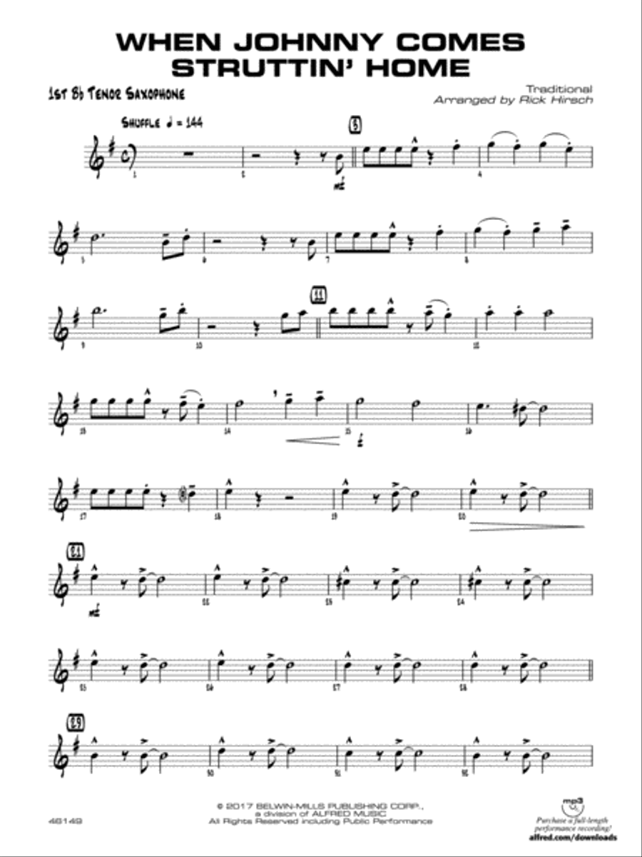 When Johnny Comes Struttin' Home: B-flat Tenor Saxophone Jazz Ensemble scores gallery preview page 1