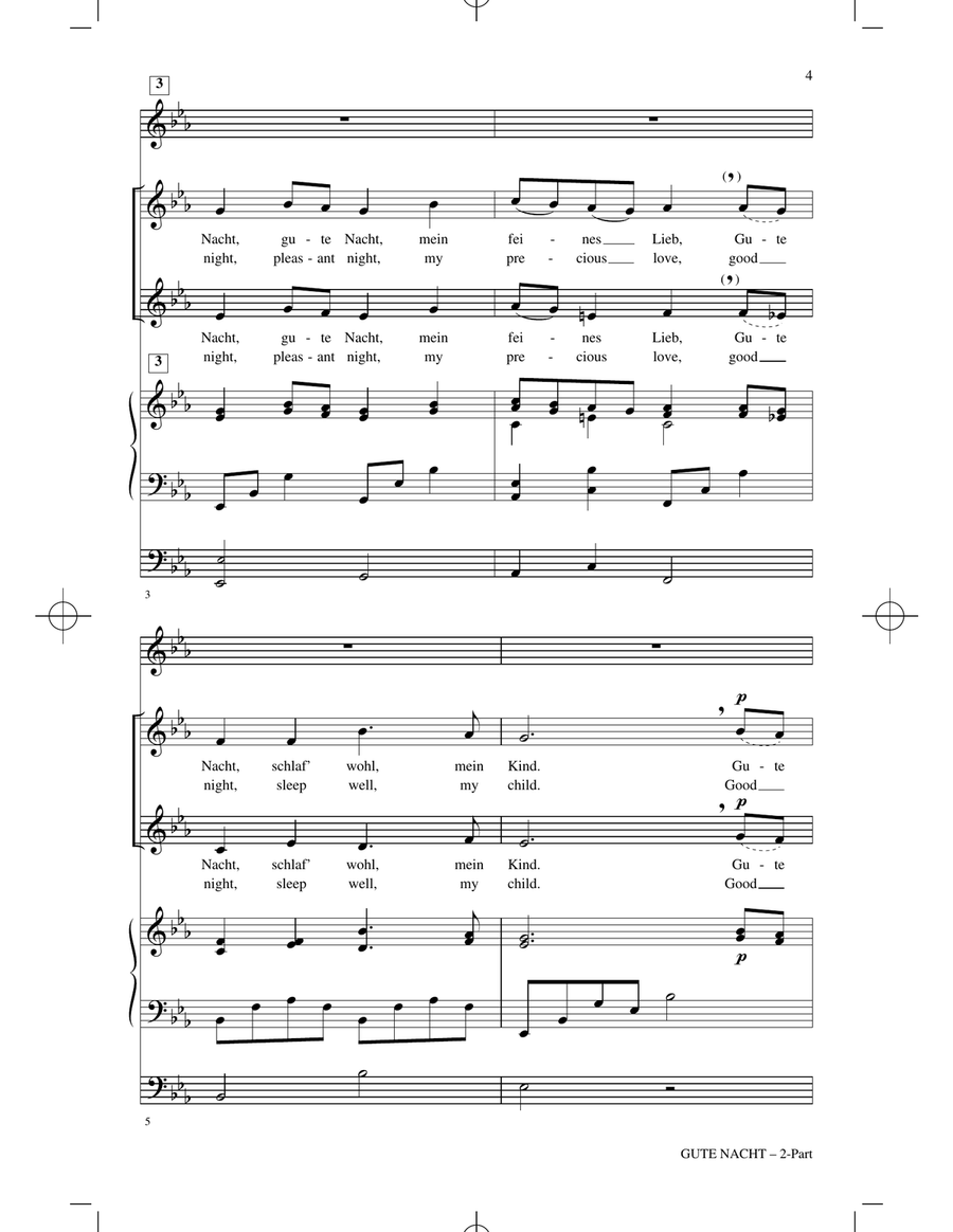 Gute Nacht (Good Night) (arr. John Leavitt) 2-Part scores gallery preview page 2