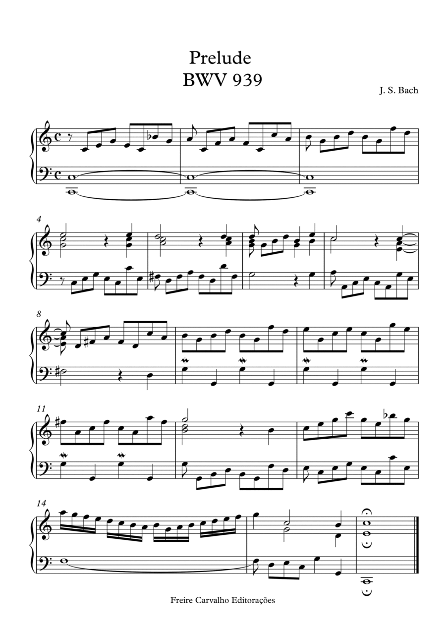 Prelude BWV 939 Prelude BWV 939 Chamber Music scores gallery preview page 1