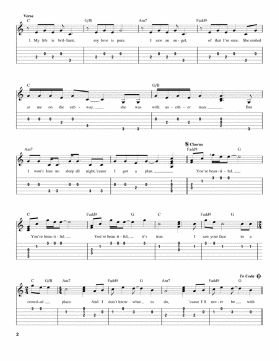 You're Beautiful You're Beautiful Acoustic Guitar scores gallery preview page 2