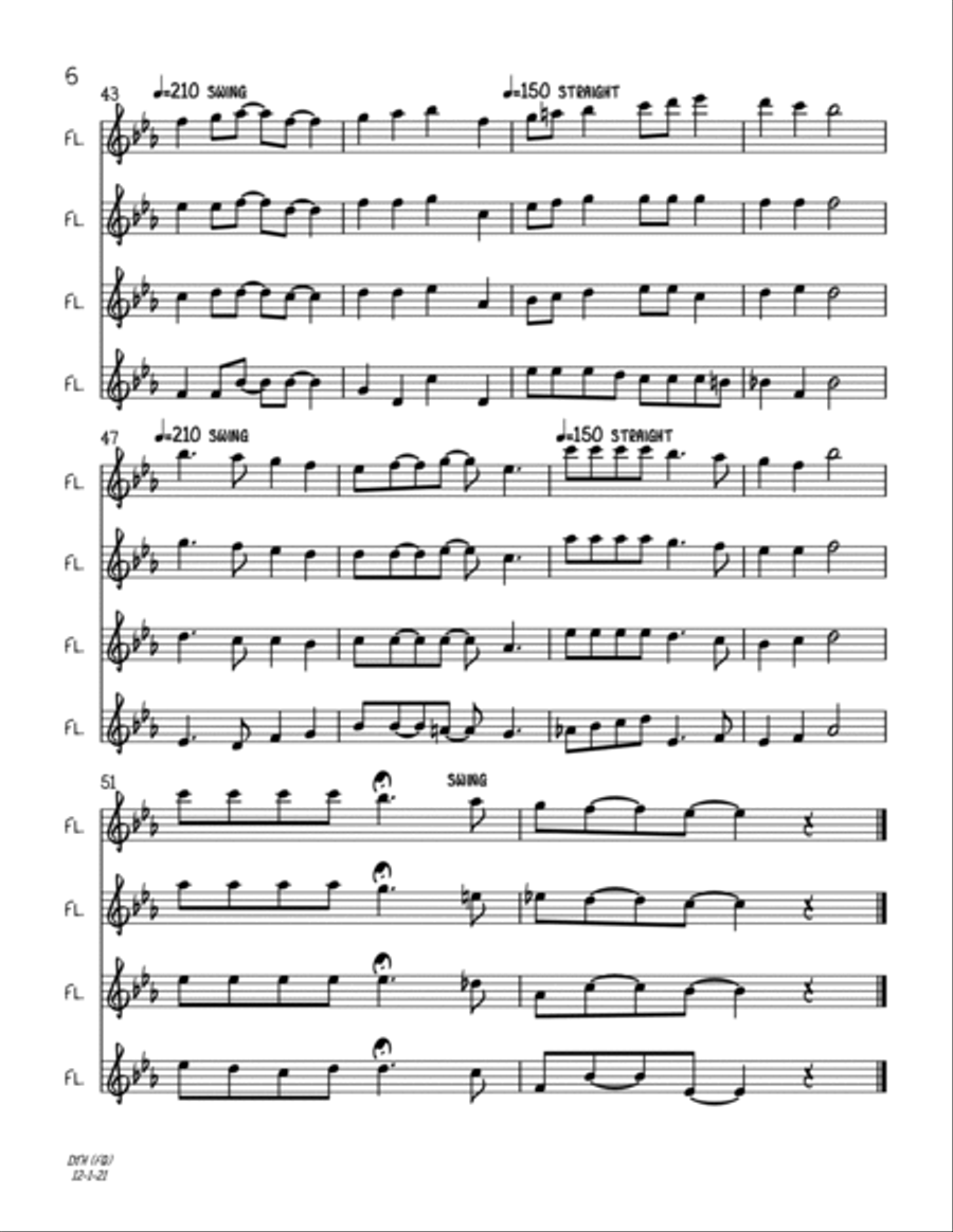 Deck The Halls (Flute Quartet) Flute Quartet scores gallery preview page 6