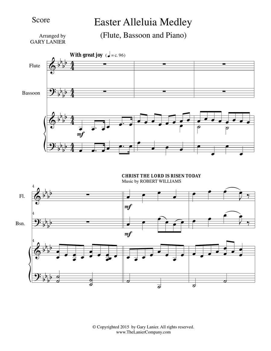 EASTER ALLELUIA MEDLEY (Trio – Flute, Bassoon/Piano) Score and Parts Woodwind Duet scores gallery preview page 1