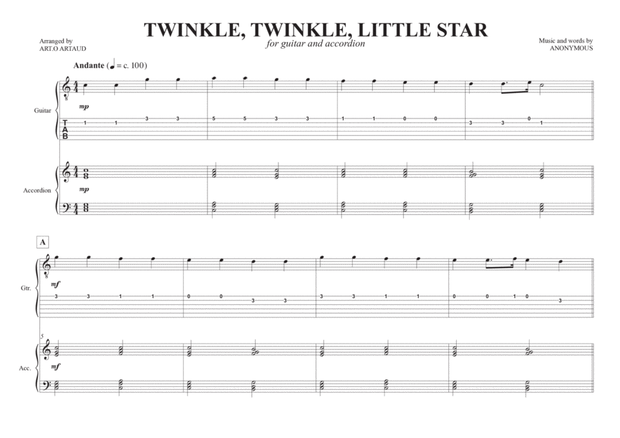 Twinkle Twinkle Little Star Chamber Music scores gallery preview page 1
