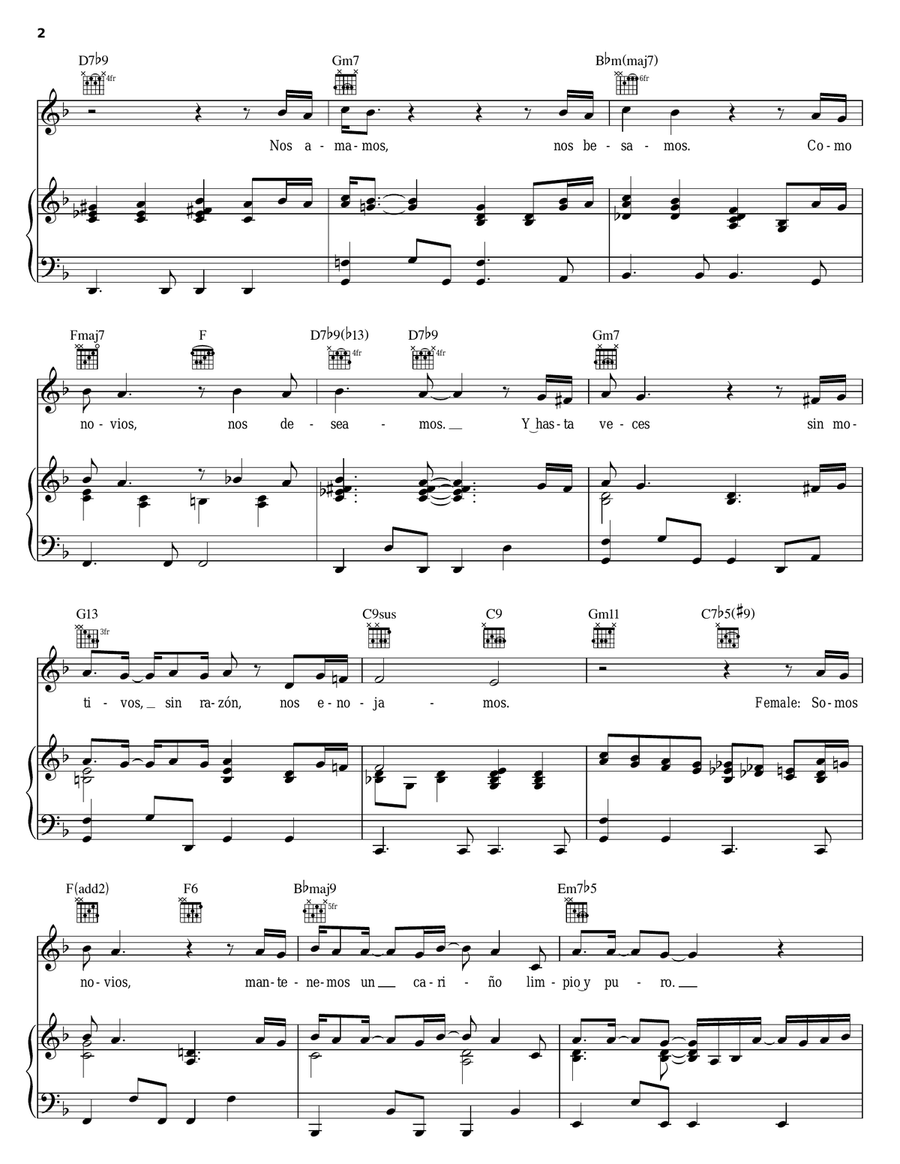 Somos Novios (duet with Christina Aguilera) Piano, Vocal, Guitar scores gallery preview page 2