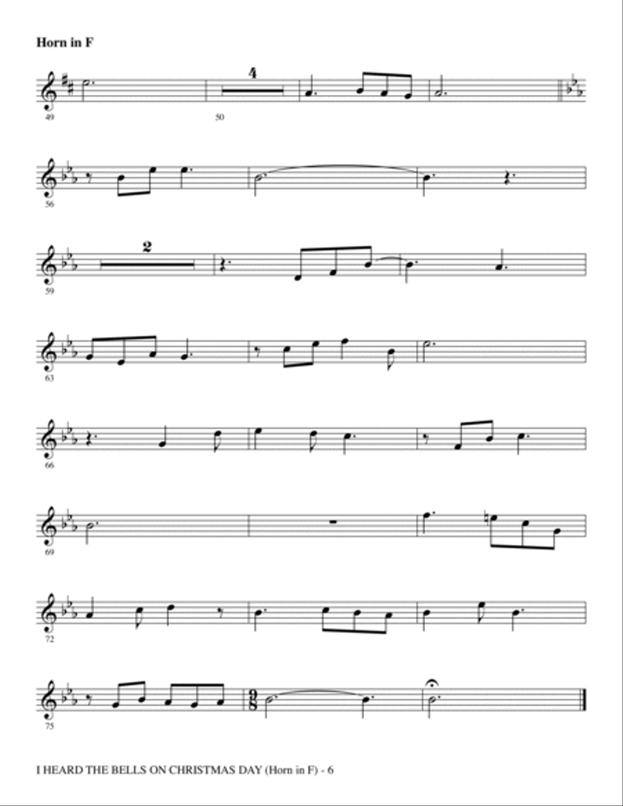 I Heard The Bells On Christmas Day (Celebrating Peace On Earth) - Horn in F Choir scores gallery preview page 6