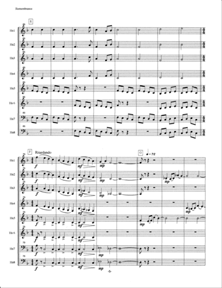 Remembrance for French Horn Octet Brass Ensemble scores gallery preview page 5