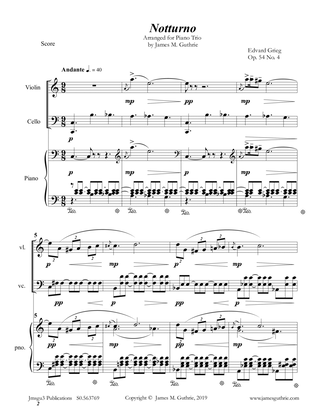 Grieg: Notturno Op. 54 No. 3 for Piano Trio