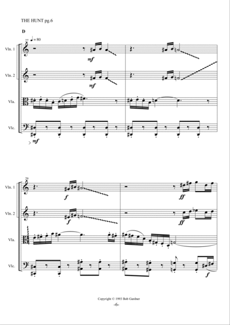 The Hunt The Hunt String Quartet scores gallery preview page 6
