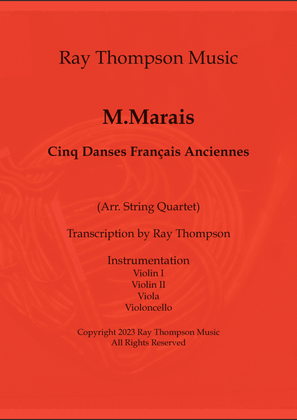 Book cover for Marais: Cinq Danses Français Anciennes (Five Old French Dances) - string quartet