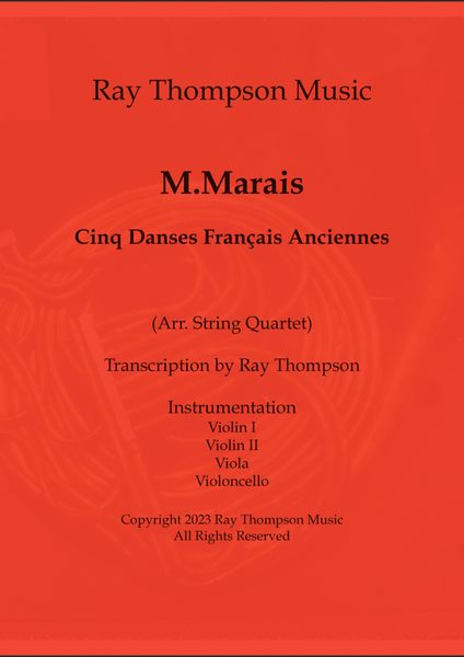 Marais: Cinq Danses Français Anciennes (Five Old French Dances) - string quartet image number null