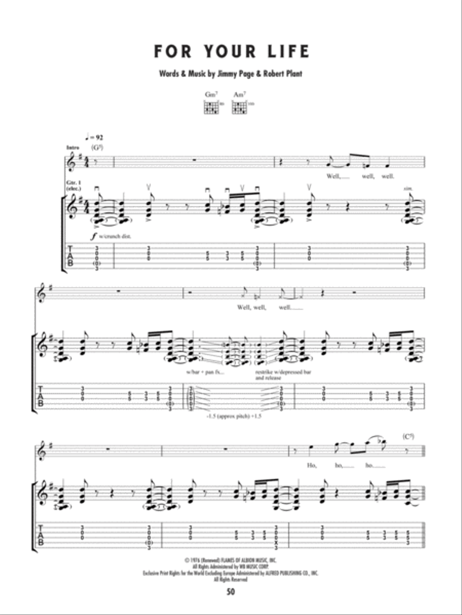 For Your Life For Your Life Guitar Tablature scores gallery preview page 1