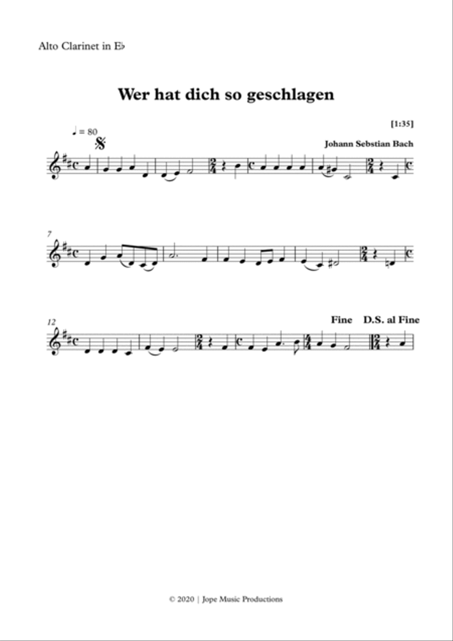 Wer hat dich so geschlagen - J.S. Bach Woodwind Quartet scores gallery preview page 2