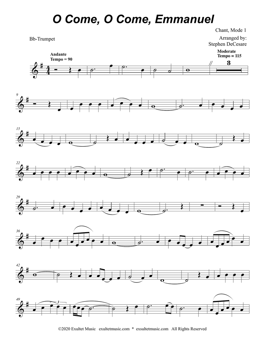 O Come, O Come, Emmanuel (Bb-Trumpet solo and Piano) Trumpet Solo scores gallery preview page 6
