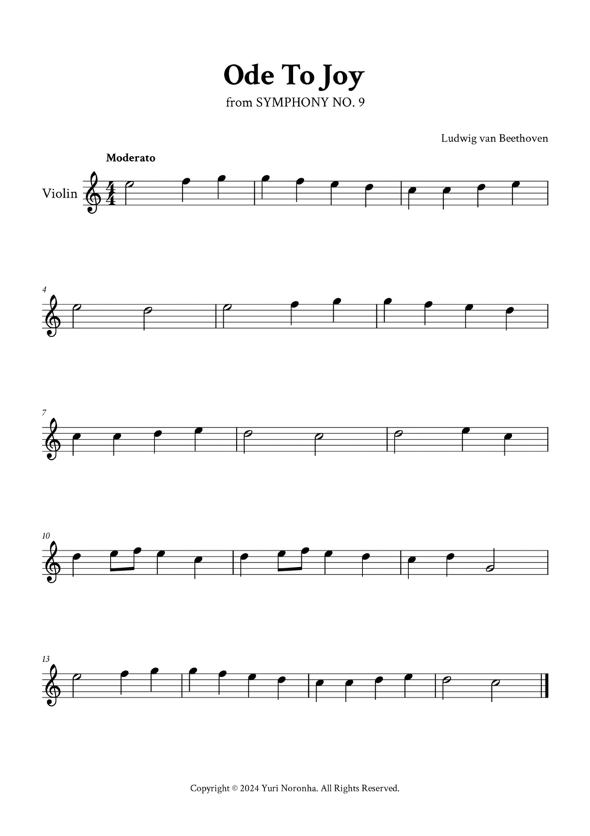 Ode To Joy - Easy Violin in C image number null