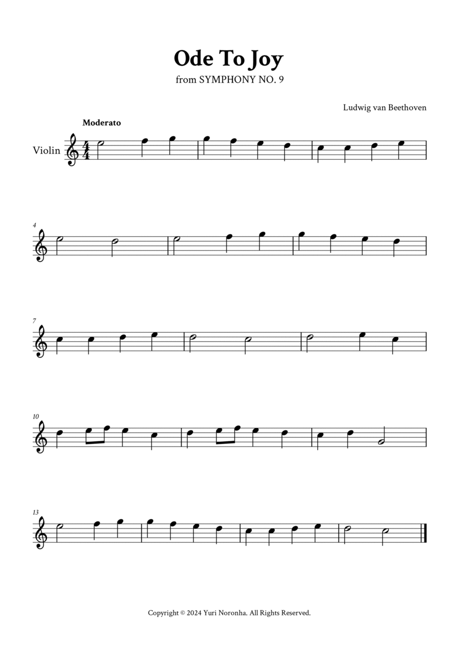 Ode To Joy - Easy Violin in C Violin Solo scores gallery preview page 1
