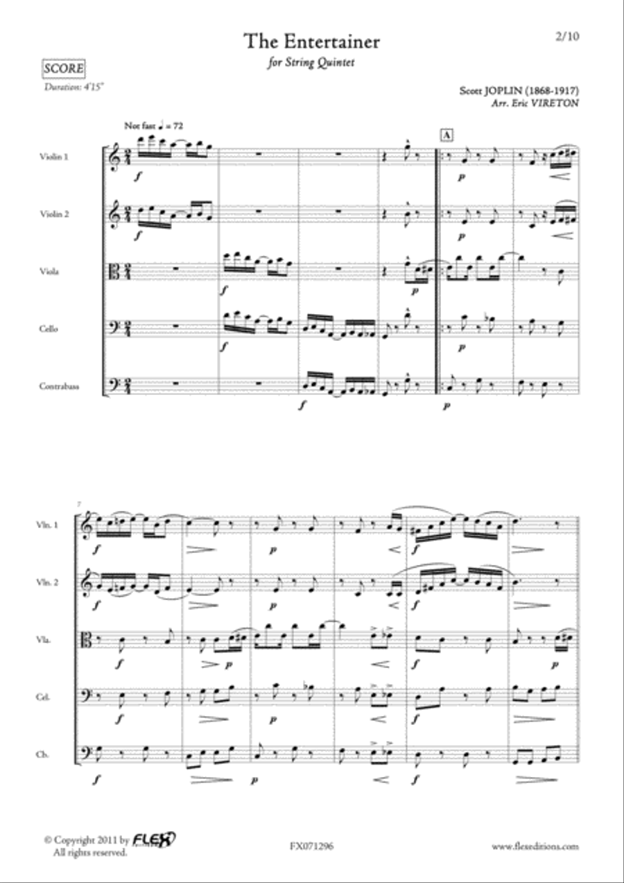 The Entertainer String Quintet scores gallery preview page 2