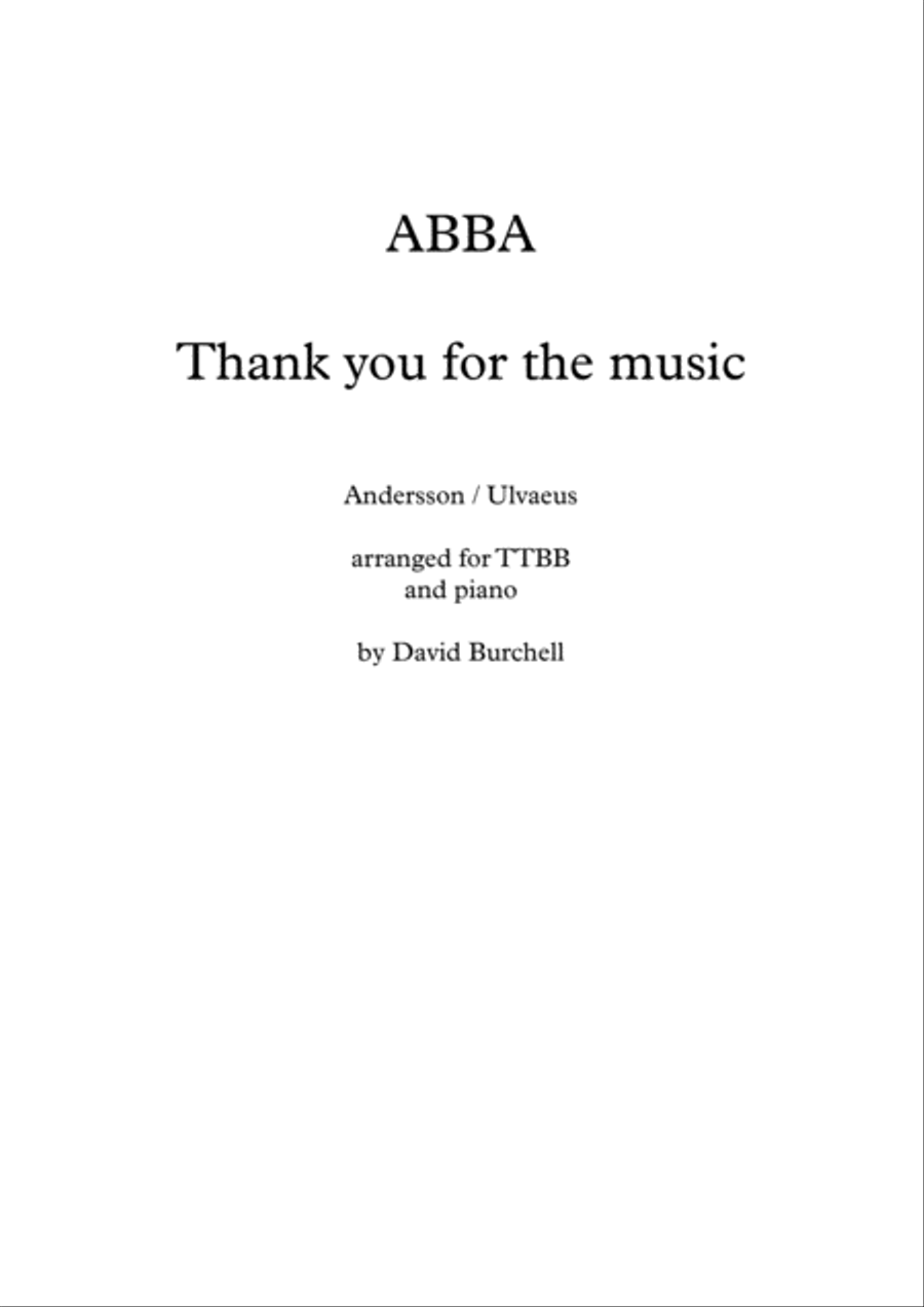 Thank You For The Music Thank You For The Music TTBB scores gallery preview page 1