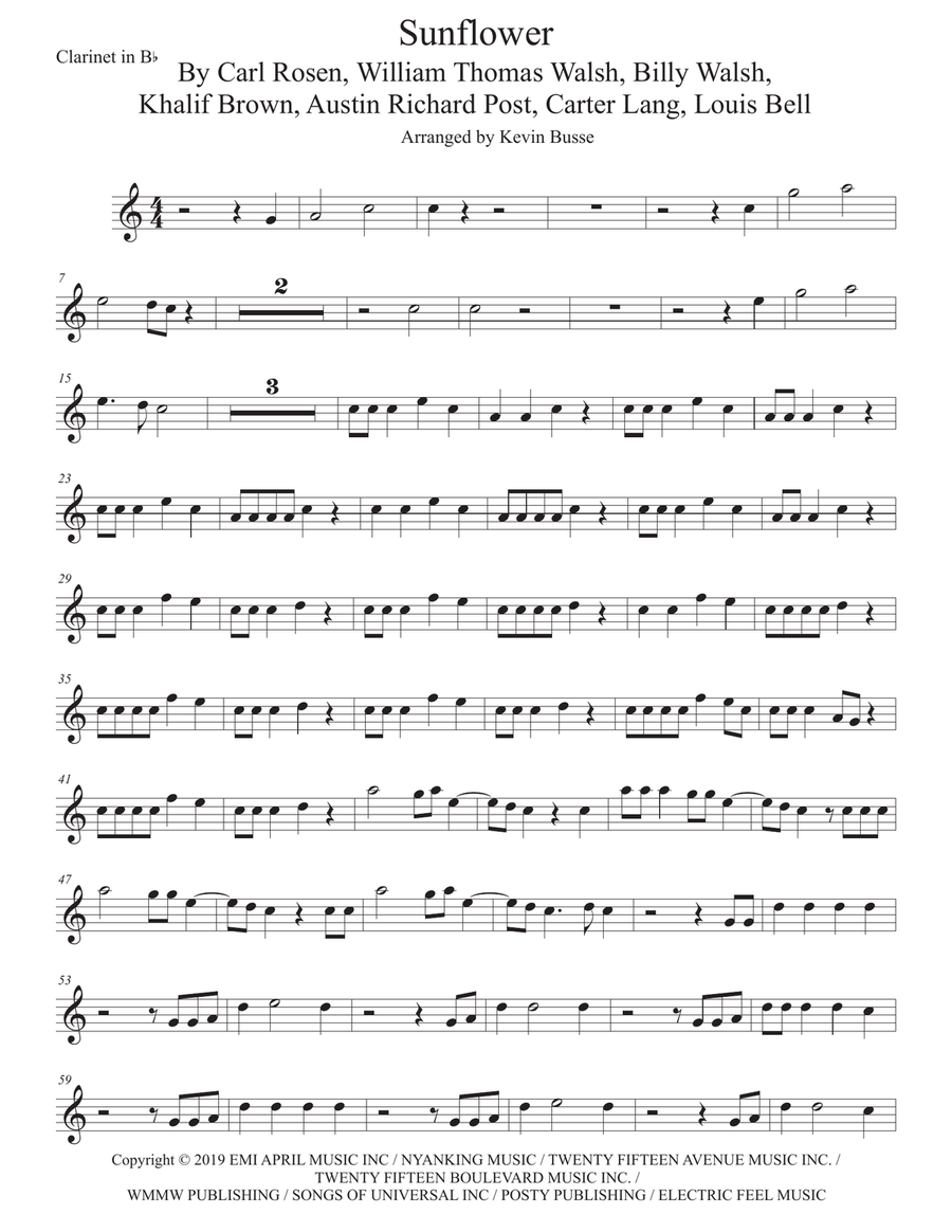 Sunflower Clarinet Solo scores gallery preview page 1