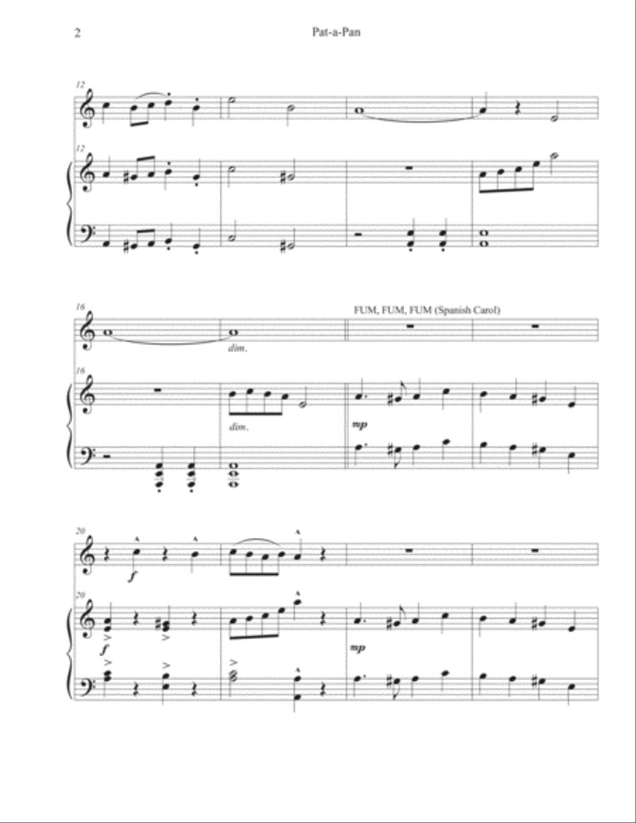 Pat-a-Pan (Oboe-Piano) Piano scores gallery preview page 2