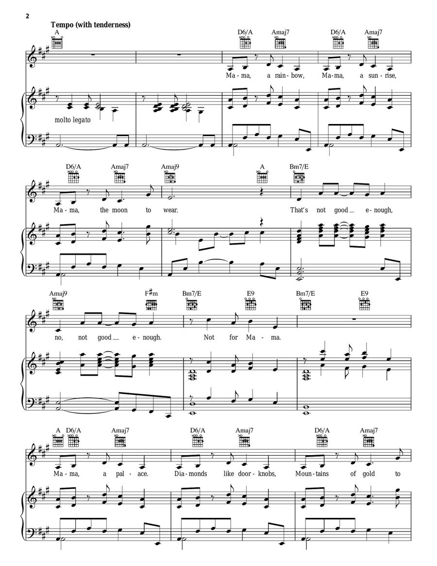 Mama, A Rainbow Piano, Vocal, Guitar scores gallery preview page 2