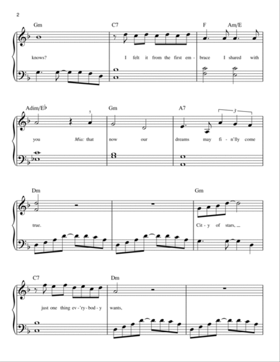 City Of Stars (from La La Land) Easy Piano scores gallery preview page 2