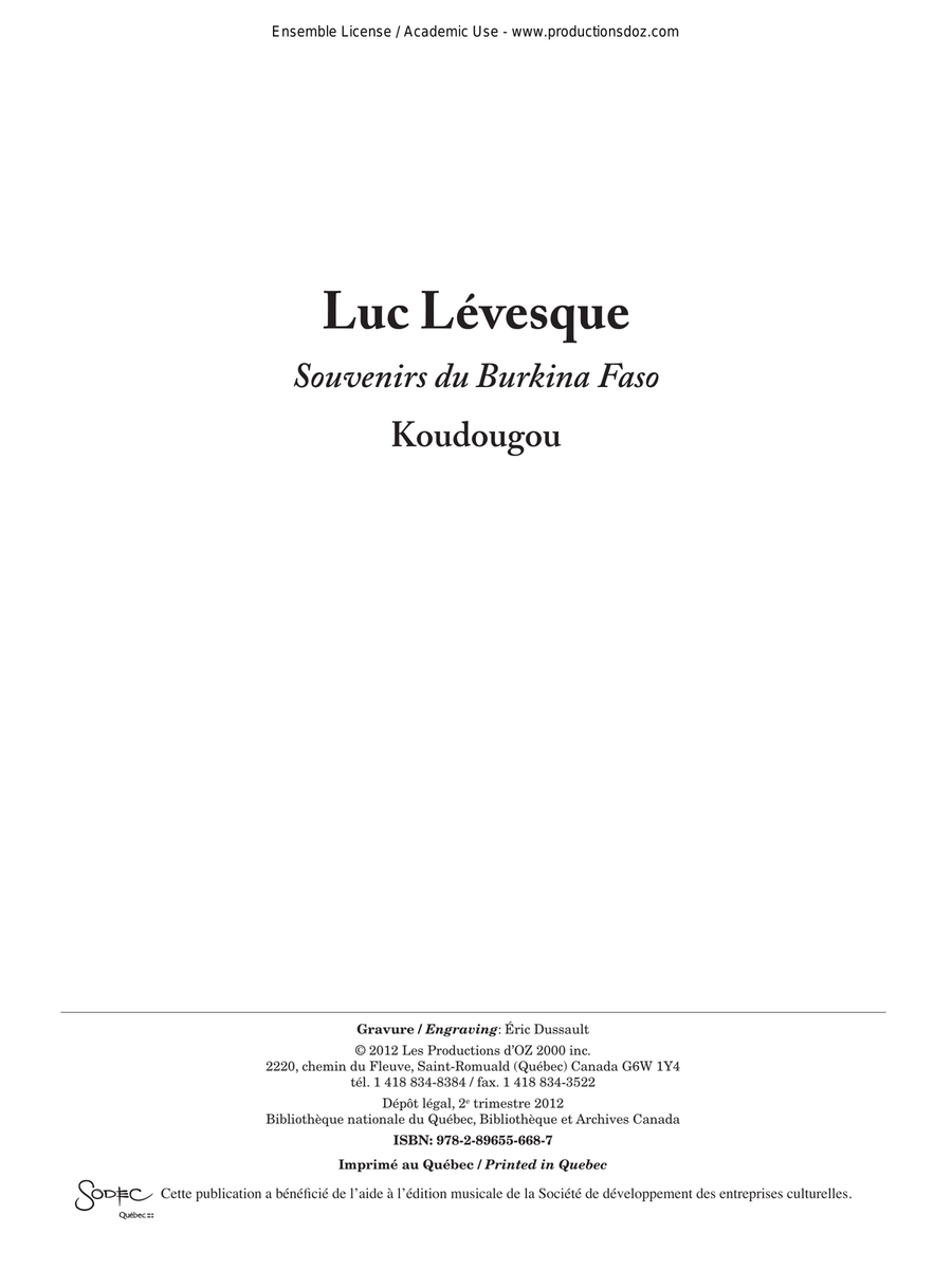 Souvenirs du Burkina Faso / Kouudougo Guitar Ensemble scores gallery preview page 1