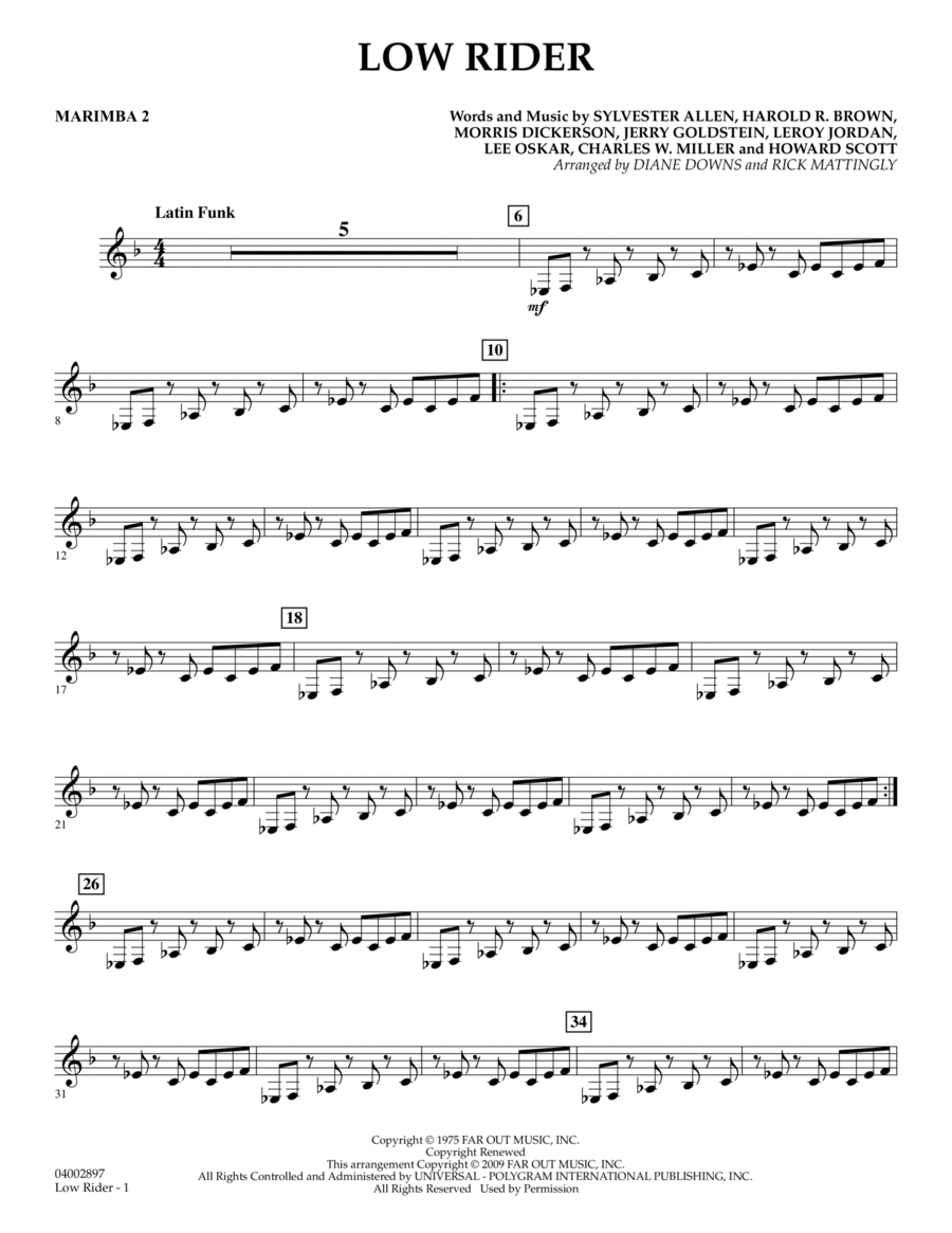 Low Rider - Marimba 2 Marimba scores gallery preview page 1