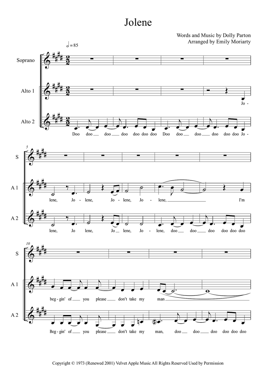 Jolene A Cappella scores gallery preview page 1
