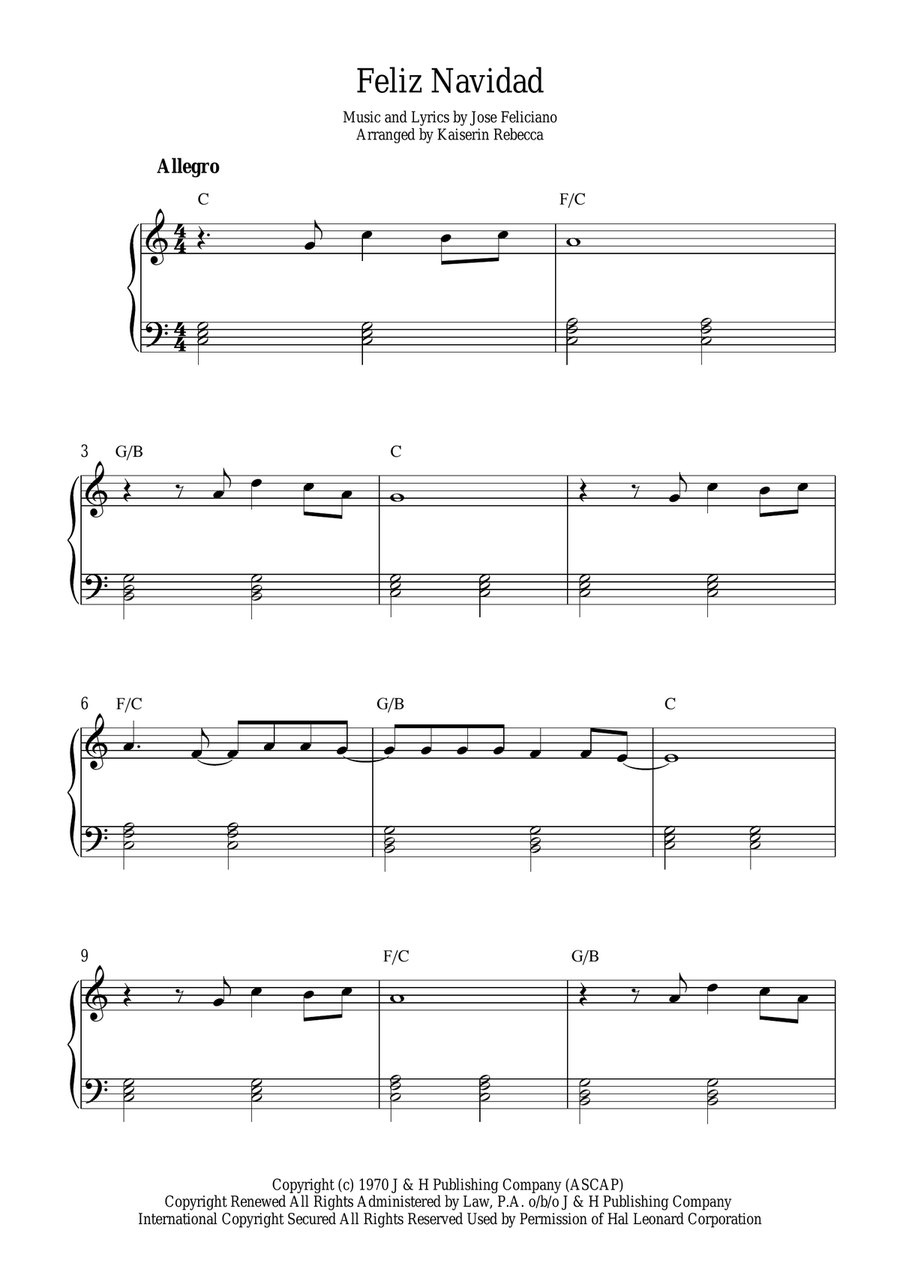 Feliz Navidad Piano Method scores gallery preview page 1