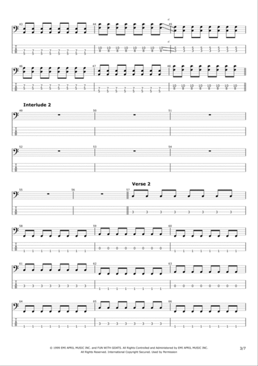 Adam's Song Bass Guitar scores gallery preview page 3