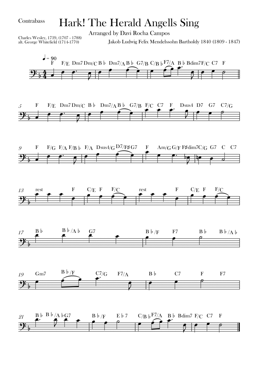 Hark! The Herald Angells Sing Double Bass scores gallery preview page 1
