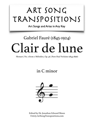 Book cover for FAURÉ: Clair de lune, Op. 46 no. 2 (transposed to C minor)