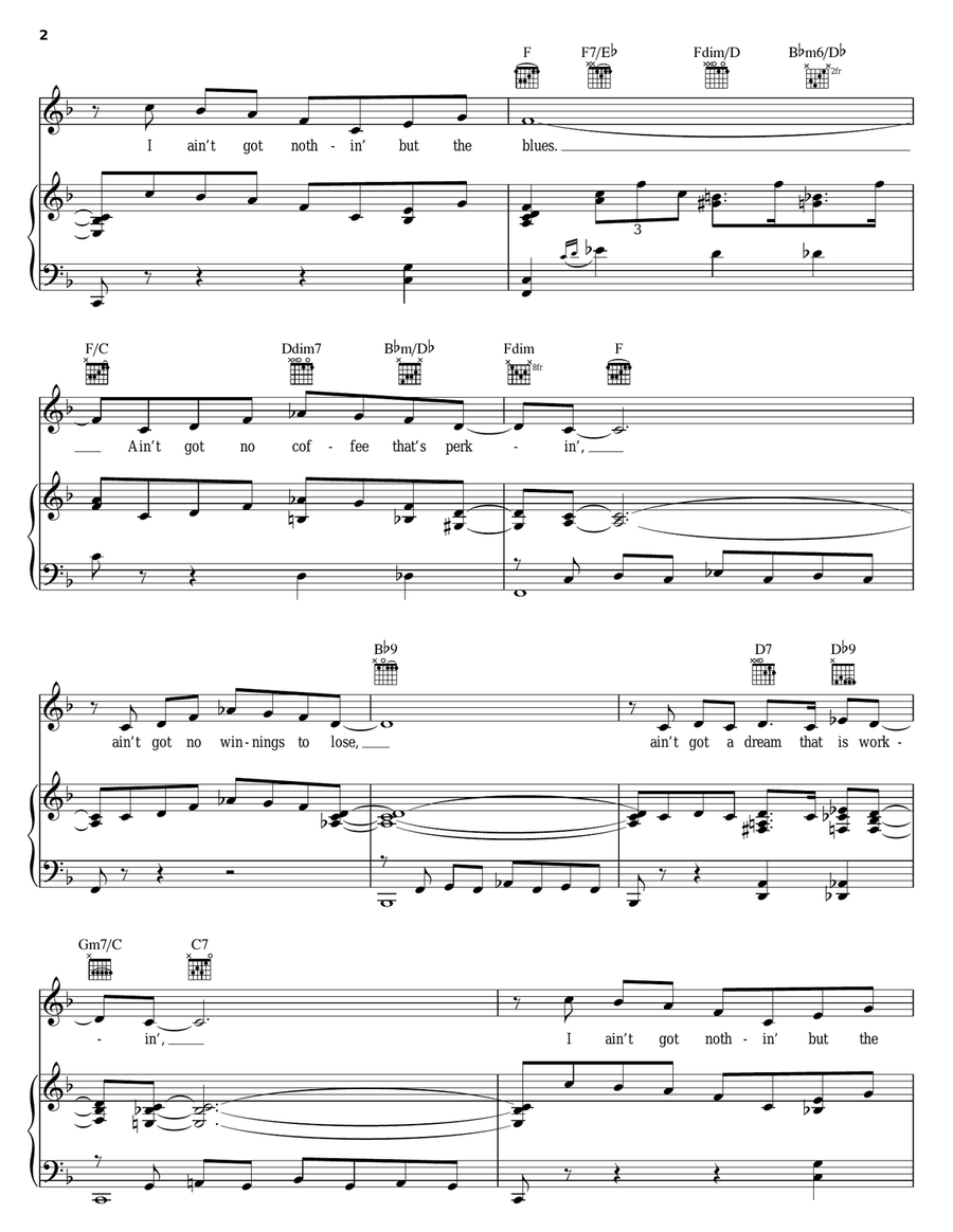 I Ain't Got Nothin' But The Blues Piano, Vocal, Guitar scores gallery preview page 2