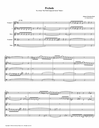 Prelude 04 from Well-Tempered Clavier, Book 1 (Brass Quintet)