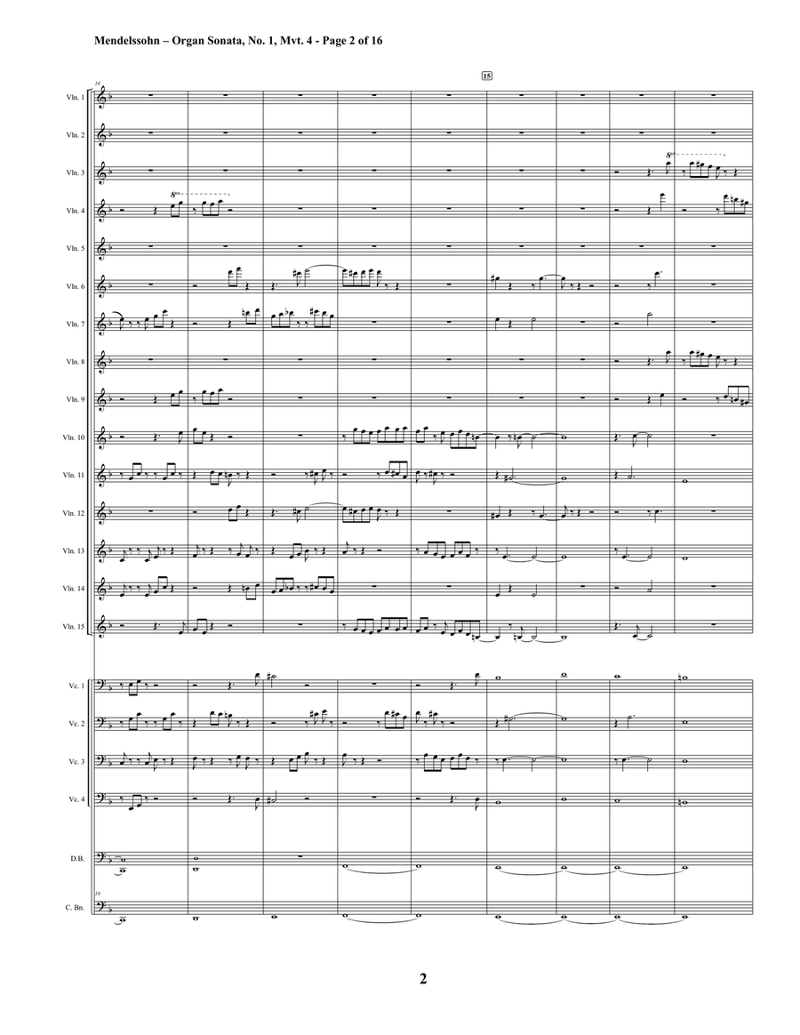 Felix Mendelssohn - Organ Sonata No. 1, Mvt. 4 (String Orchestra) String Orchestra scores gallery preview page 2