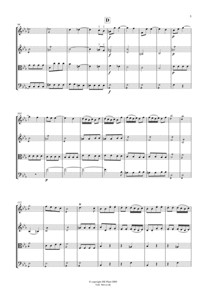 Haydn: Trumpet Concert in Eb Major (Mov 3) for String Quartet - Score and Parts