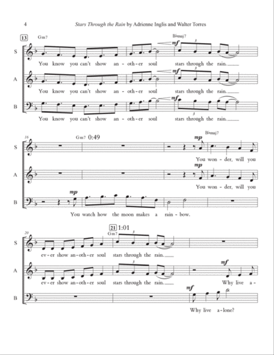 Stars Through the Rain for SAB and electronic track 3-Part scores gallery preview page 4