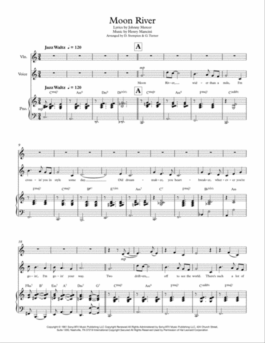 Moon River Moon River Voice scores gallery preview page 1