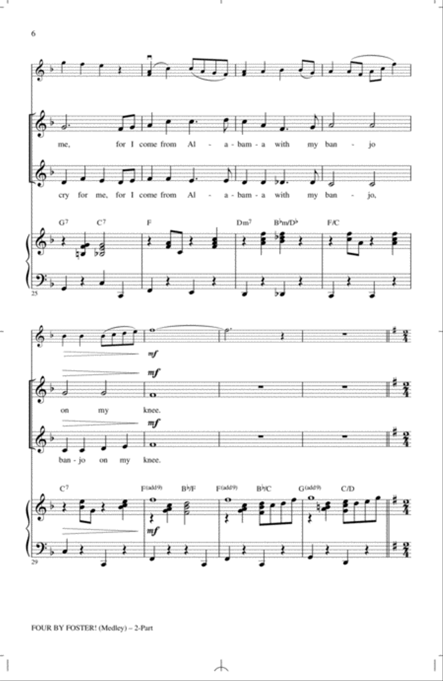 Four by Foster! (Medley) (arr. Mary Donnelly and George L.O. Strid) 2-Part scores gallery preview page 4