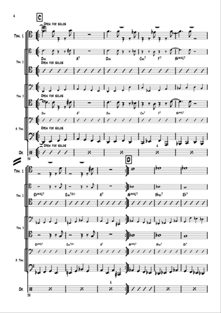 Jazz variation on Fugue in G minor Brass Ensemble scores gallery preview page 4