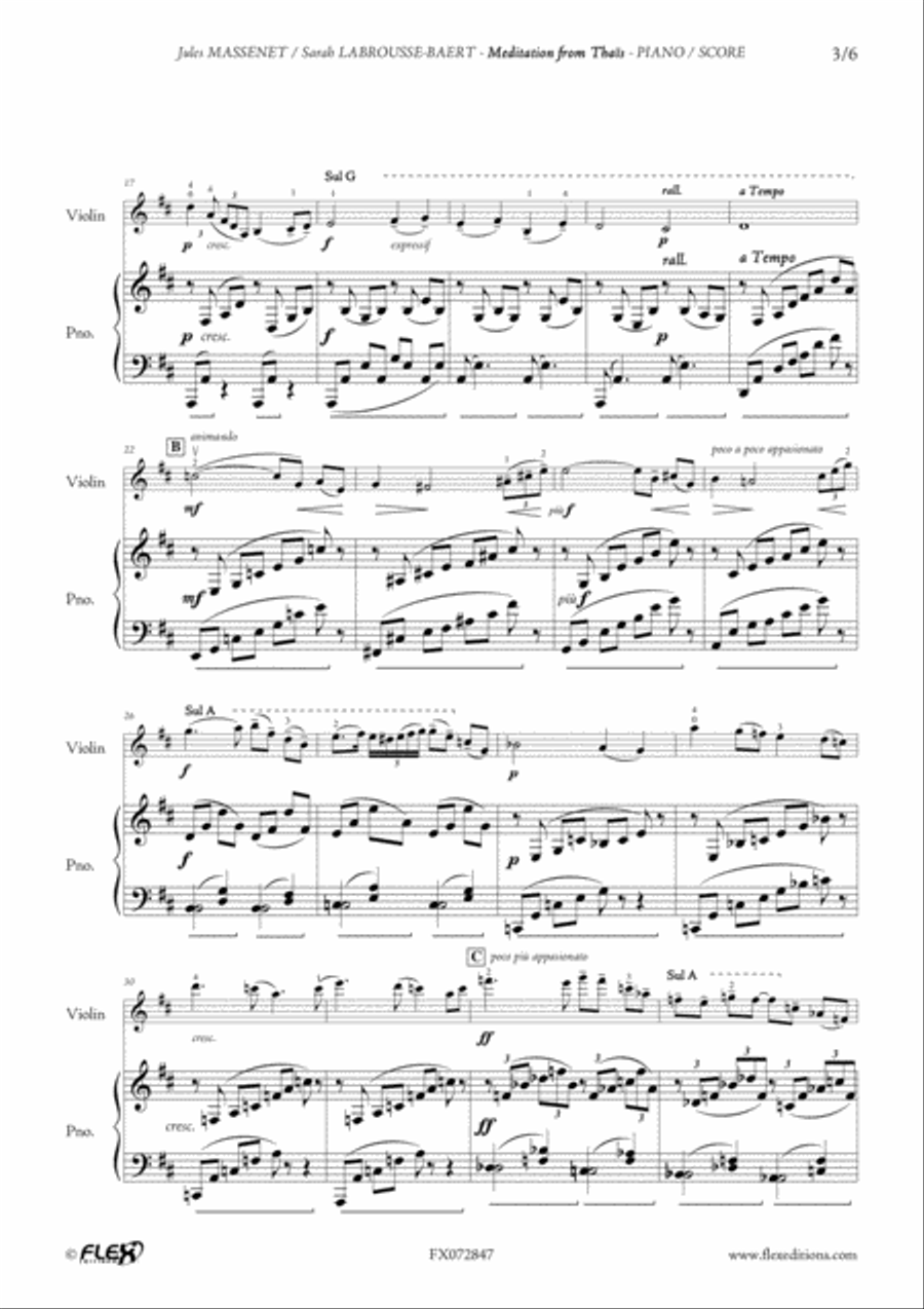 Meditation from Thais Violin Solo scores gallery preview page 3