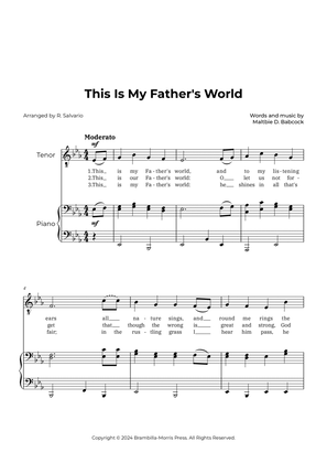 This Is My Father's World (Key of E-Flat Major)