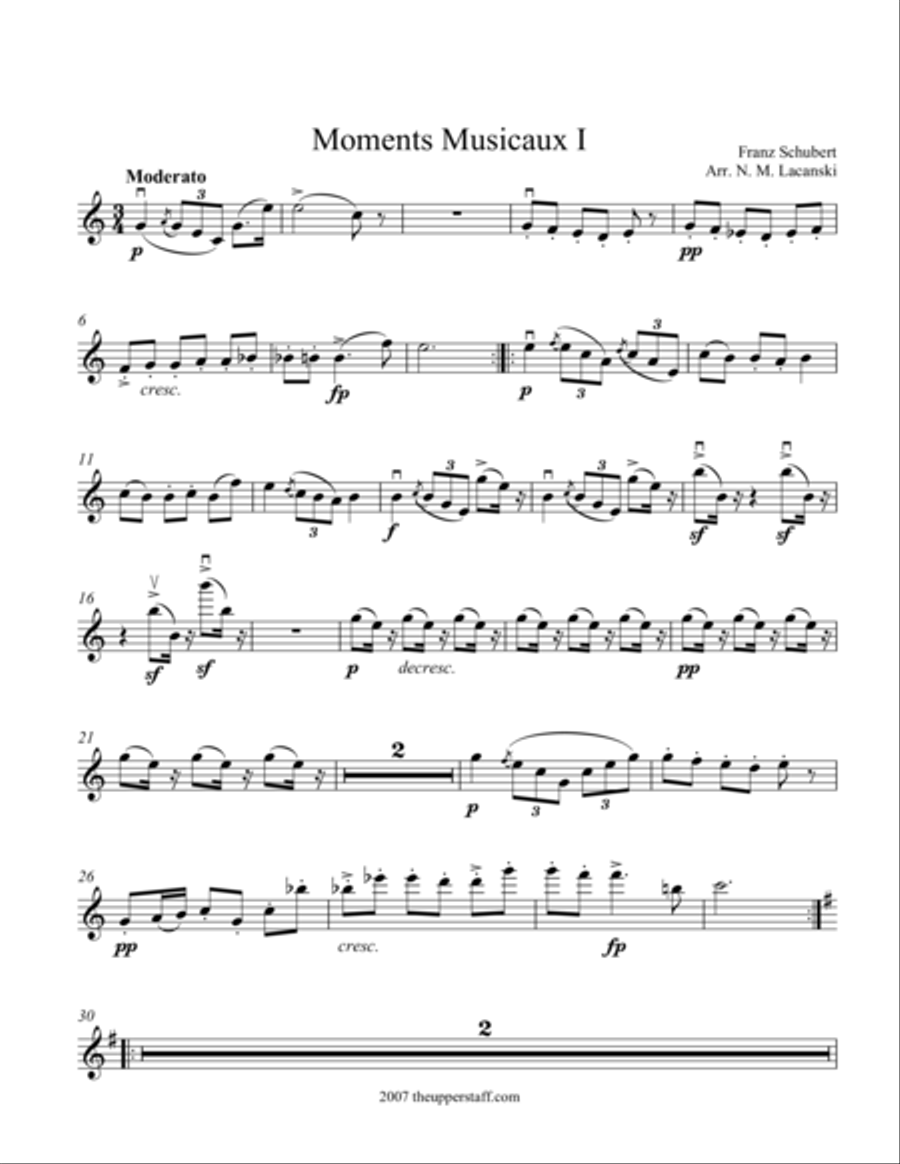 Moments Musicaux I Violin Solo scores gallery preview page 1