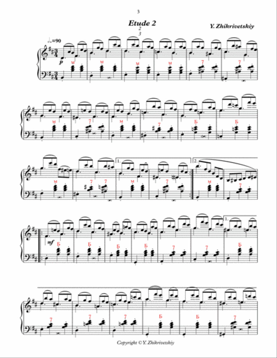 Y.Zhikrivetskiy 12 etudes for accordion Small Ensemble scores gallery preview page 4