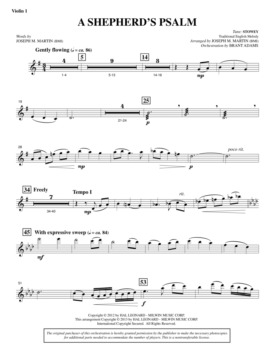 A Shepherd's Psalm - Violin 1 Choir scores gallery preview page 1
